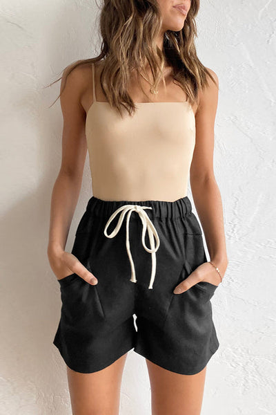 Drawstring Waist Pockets Shorts