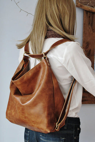 Leather Convertible Backpack