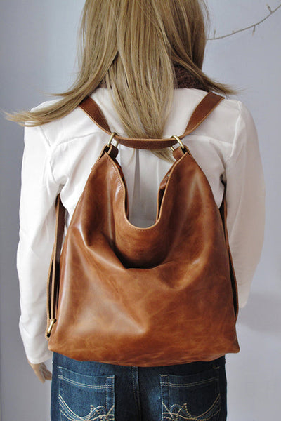 Leather Convertible Backpack