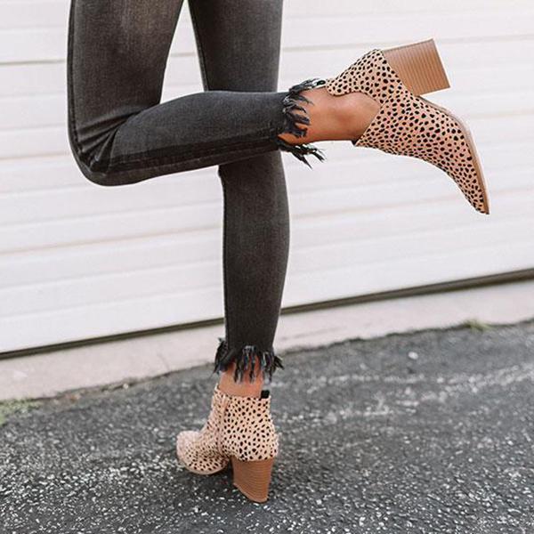 Lydiashoes Fashion Stylish Pointed Toe Leopard Booties