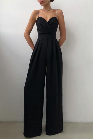 Minimalism Wide Leg Slip Jumpsuits