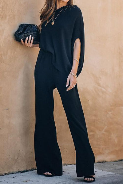 One Shoulder Bat Jumpsuits - girlyrose.com