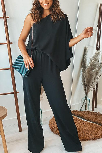 One Shoulder Bat Jumpsuits - girlyrose.com