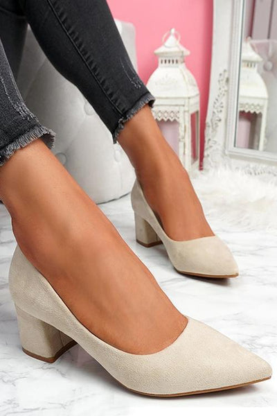 Chunky Heel Pointed Heels - girlyrose.com