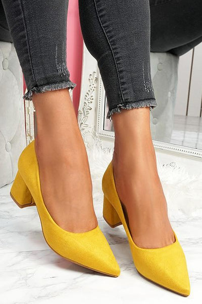 Chunky Heel Pointed Heels - girlyrose.com