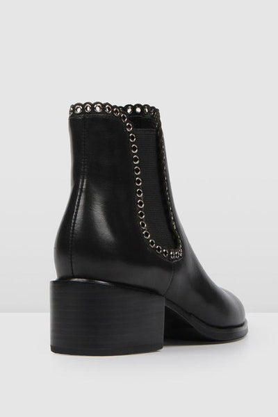 Leather Elastic Studded Ankle Boots - girlyrose.com