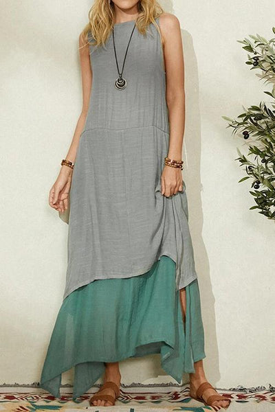 Color Block Layer Maxi Dress - girlyrose.com