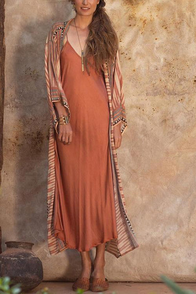 Geometey Print Bleted Cover Up - girlyrose.com