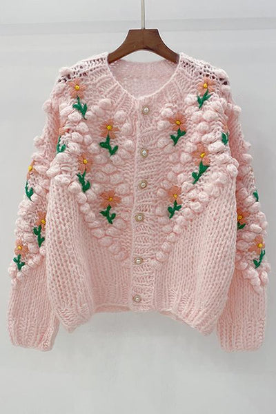 Floral Pearl Button Cardigan