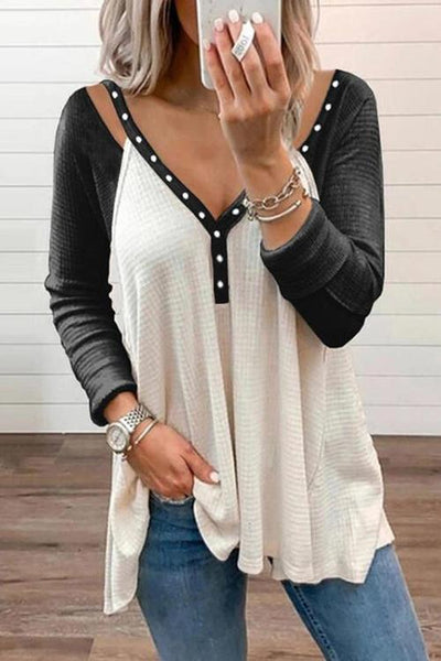 Leopard Patchwork Long Sleeve T Shirt - girlyrose.com