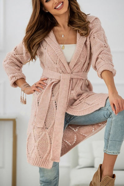 Hooded Cardigan With Belt