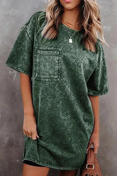 Pockets Loose T Shirt Dress - girlyrose.com