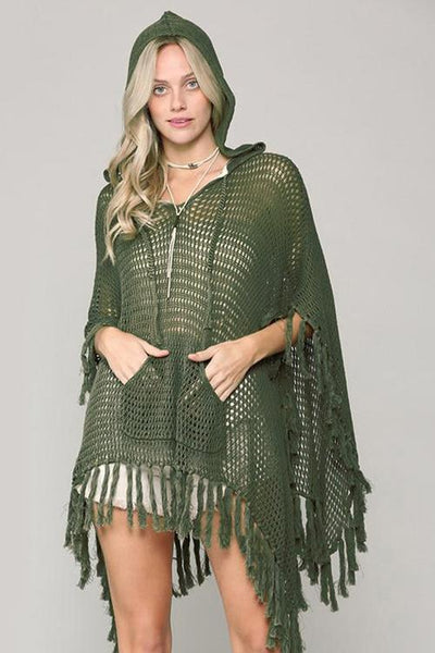 Hollow Tassels Hooede Cover Up - girlyrose.com