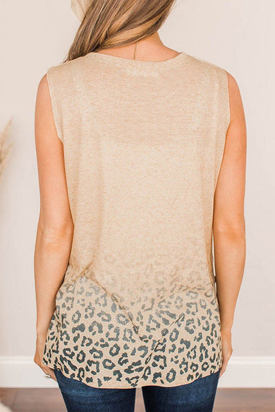 Gradient Leopard Seeveless T Shirts