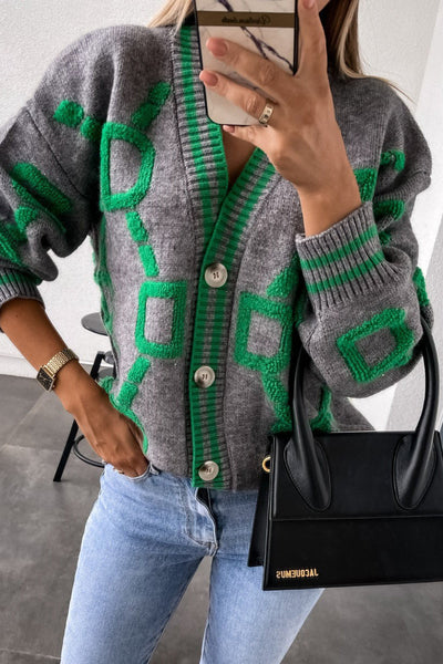 Geometric Button Cardigan