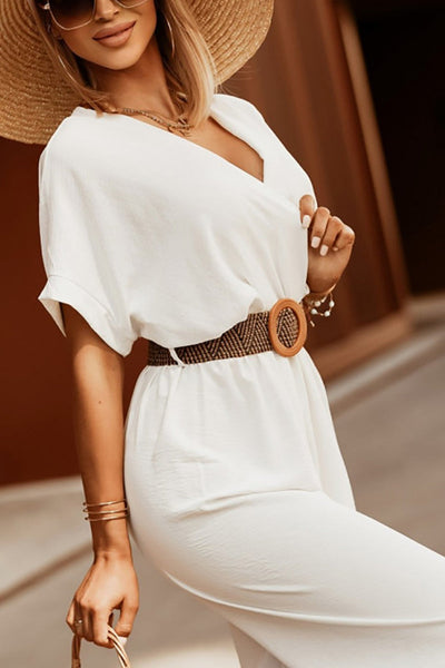 Faux Wrap Wide Leg Jumpsuit