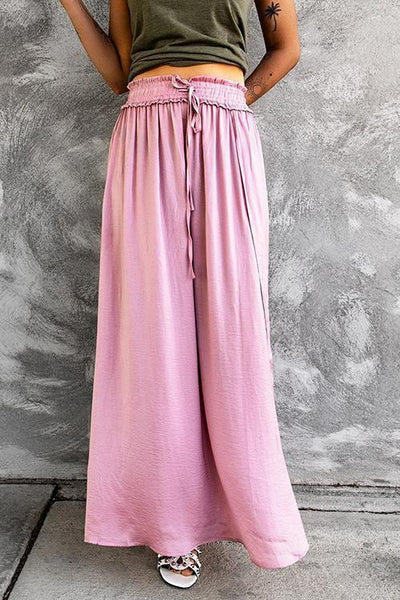 Slit Drawstring Maxi Skirts - girlyrose.com