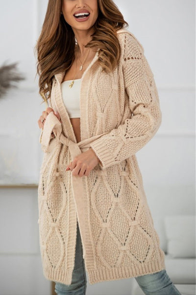 Hooded Cardigan With Belt