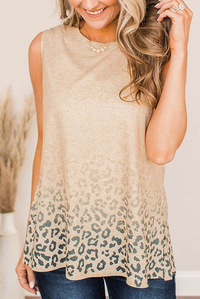 Gradient Leopard Seeveless T Shirts
