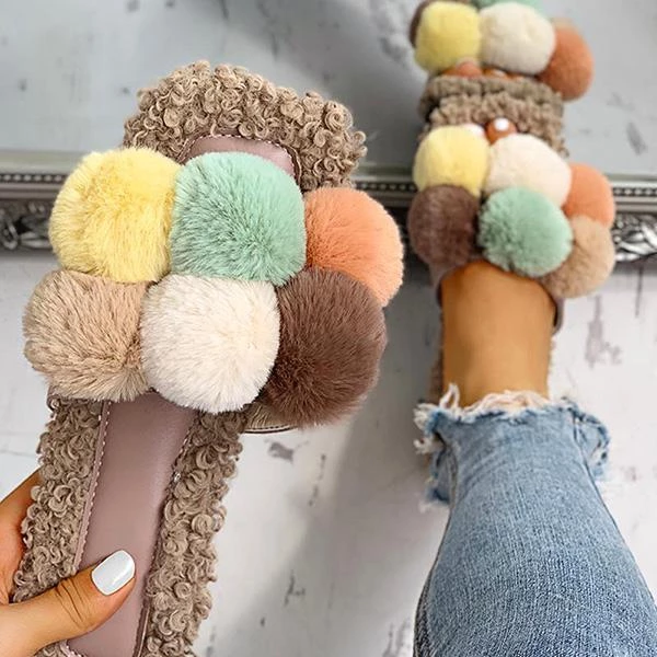Lydiashoes Women Casual Fluffy Cute Flat Slippers