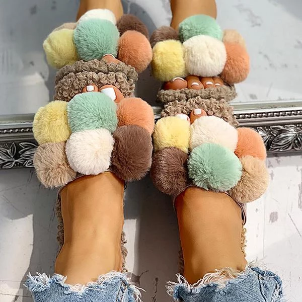 Lydiashoes Women Casual Fluffy Cute Flat Slippers