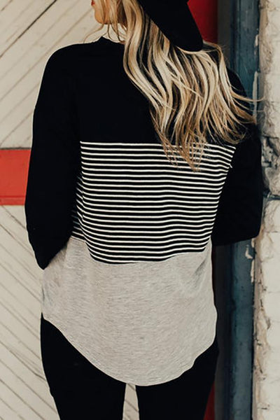 Striped Colorblock T Shirt - girlyrose.com
