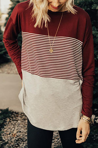 Striped Colorblock T Shirt - girlyrose.com