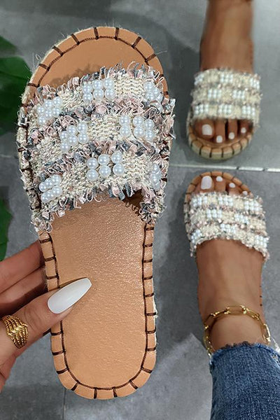 Pearl Tassels Flat Slipper - girlyrose.com