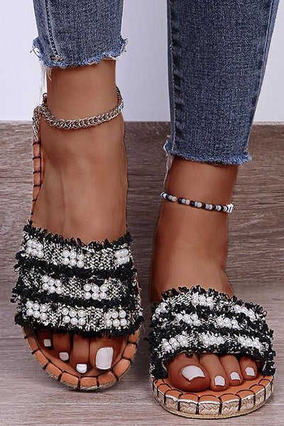 Pearl Tassels Flat Slipper - girlyrose.com