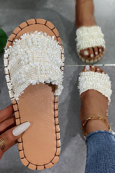 Pearl Tassels Flat Slipper - girlyrose.com