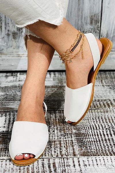 Faux Leather Peep Toe Slingback Sandals - girlyrose.com