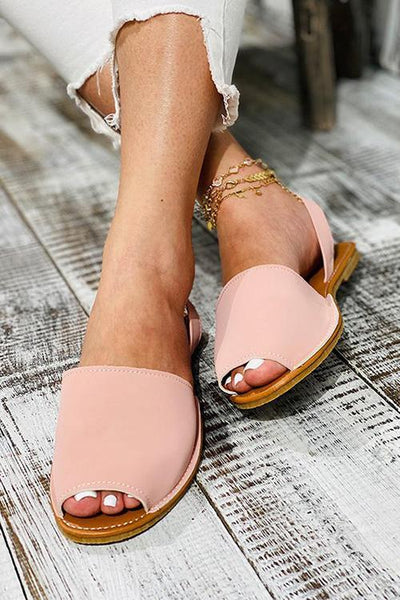 Faux Leather Peep Toe Slingback Sandals - girlyrose.com