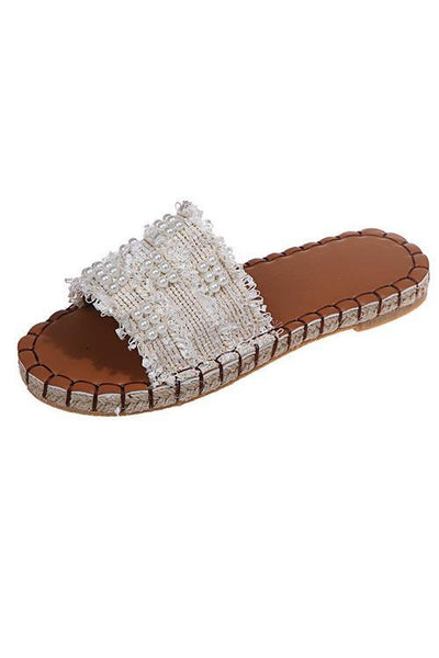 Pearl Tassels Flat Slipper - girlyrose.com