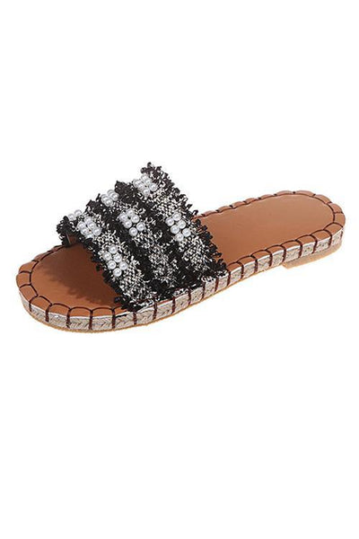 Pearl Tassels Flat Slipper - girlyrose.com