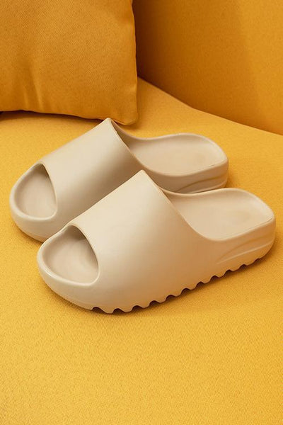 Open Toe Chunky Footbed Slippers - girlyrose.com