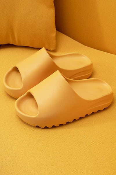 Open Toe Chunky Footbed Slippers - girlyrose.com