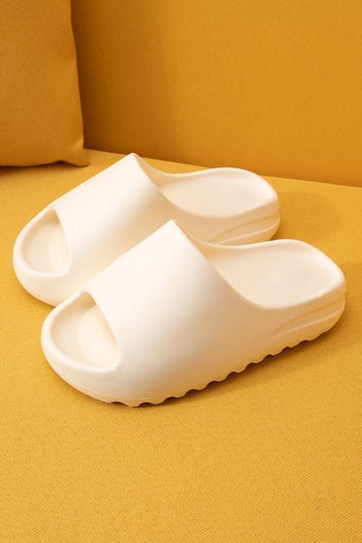 Open Toe Chunky Footbed Slippers - girlyrose.com