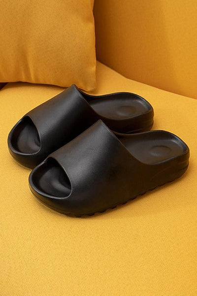 Open Toe Chunky Footbed Slippers - girlyrose.com