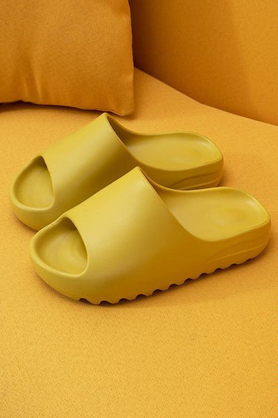 Open Toe Chunky Footbed Slippers - girlyrose.com
