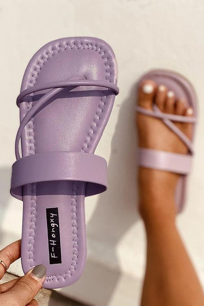 Flat Strappy Slipper Sandals - girlyrose.com