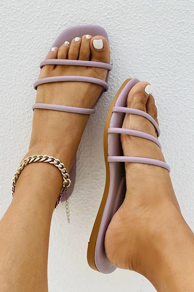 Minimalist Strappy Slide Sandals - girlyrose.com