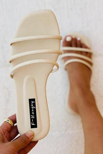 Minimalist Strappy Slide Sandals - girlyrose.com