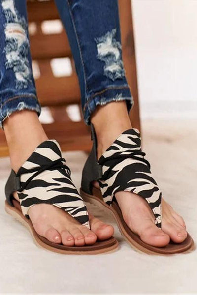 Lace-up Zip Flat Sandals