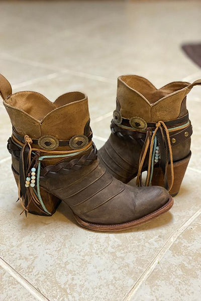 Fringed Western Boho Bootie Boots