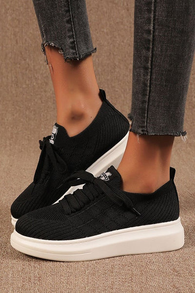 Knit Hole Platform Snakers