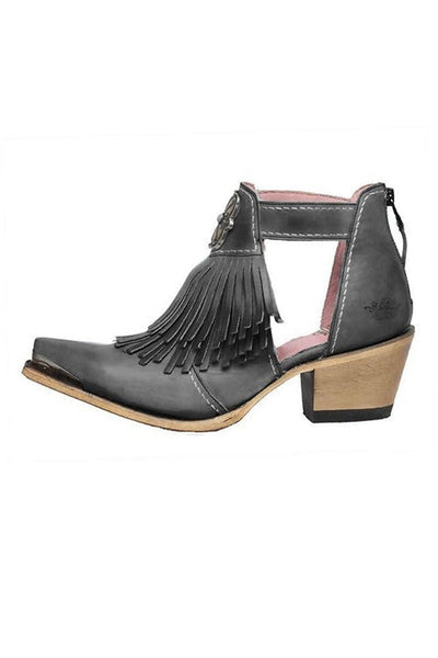 Hollow Tassels Chunky Heels Ankle Boots