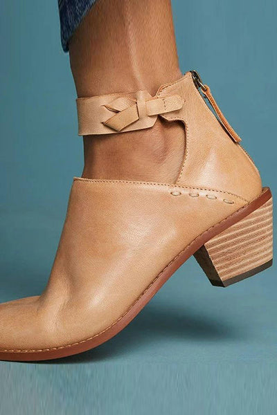 Chunky Heel Zipper Ankle Booties