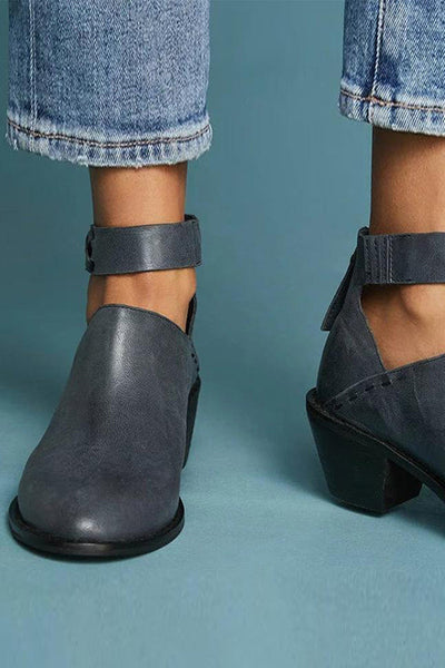 Chunky Heel Zipper Ankle Booties