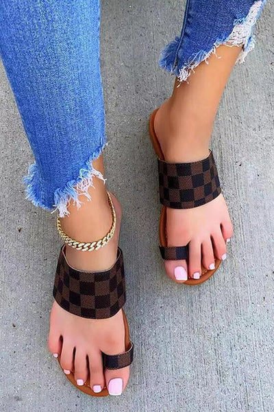 Checkered One Step Closer Flats Sandals