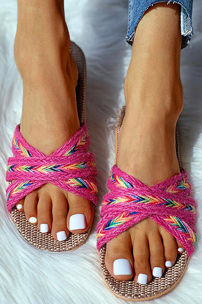 Colorblock Cross Line Slipper